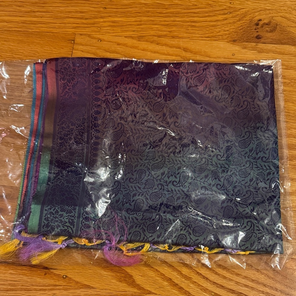 Colorful Paisley Scarf Green Purple Yellow